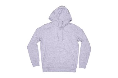 Beyaz kapüşonlu kazak giymişti.