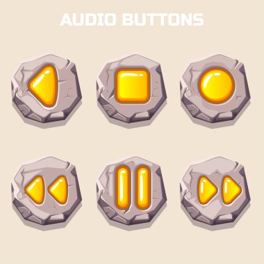 old stone audio buttons, computer icons clipart