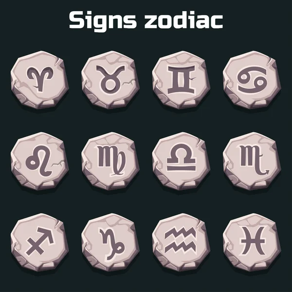 Signes du zodiaque sur les vieilles pierres — Image vectorielle