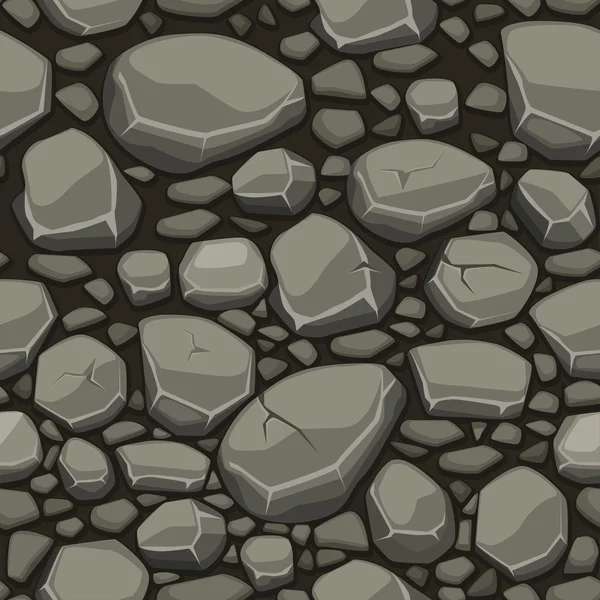 Textura de piedra de dibujos animados en colores grises fondo sin costuras — Vector de stock