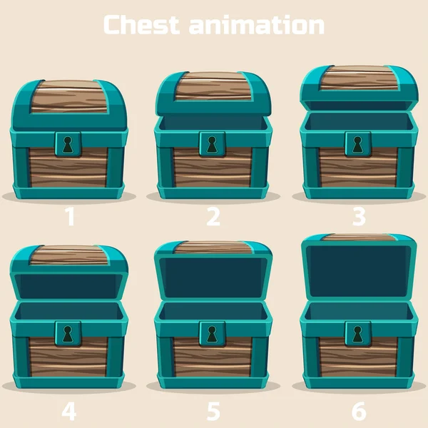 Animation wood Treasure chest — Διανυσματικό Αρχείο