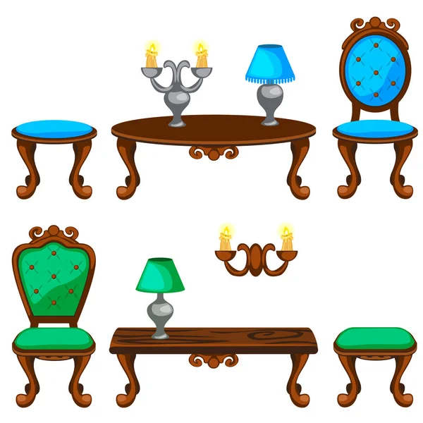 Dibujos animados coloridos muebles retro — Vector de stock