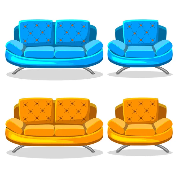 Cartoon colorful armchair and sofa, set 10 — Stock Vector