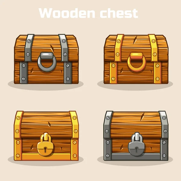 Closed wooden treasure chest — Wektor stockowy