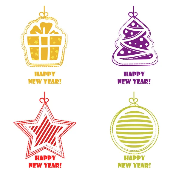 Collection icons Happy New Year and Christmas — Stock Vector