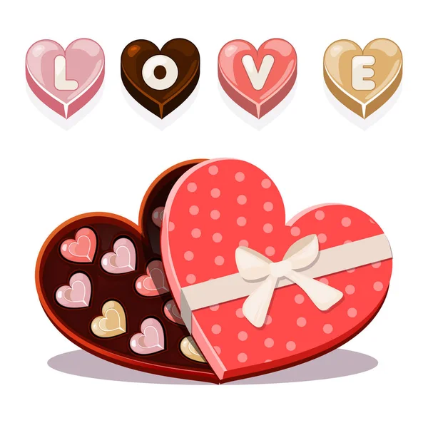 Bonbons pour la Saint Valentin en forme de coeur — Image vectorielle