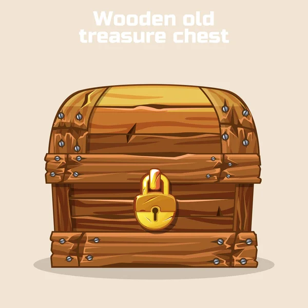 Wooden old antique treasure chest — Stock Vector