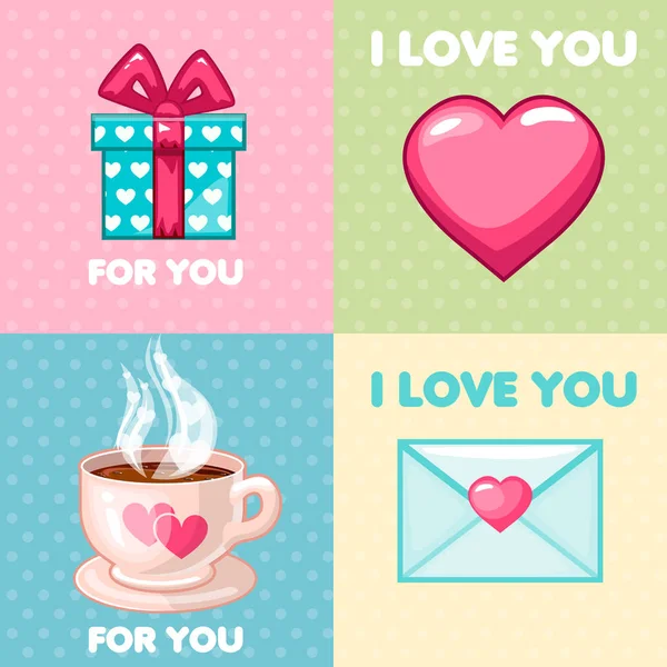 Paquete de tarjetas de felicitación de San Valentín agradable — Vector de stock