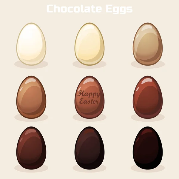 Oeufs de chocolat de Pâques vectoriels de bande dessinée — Image vectorielle