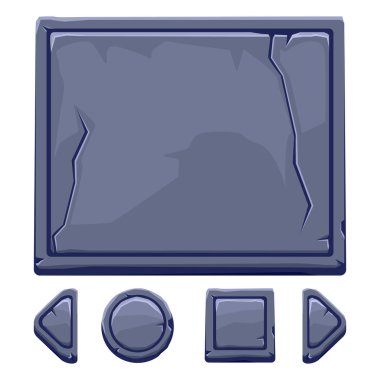 Çizgi film taş varlıkları ve düğmeleri için UI oyunu