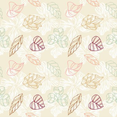 stilize renkli yaprakları ve arka plan çiçekler