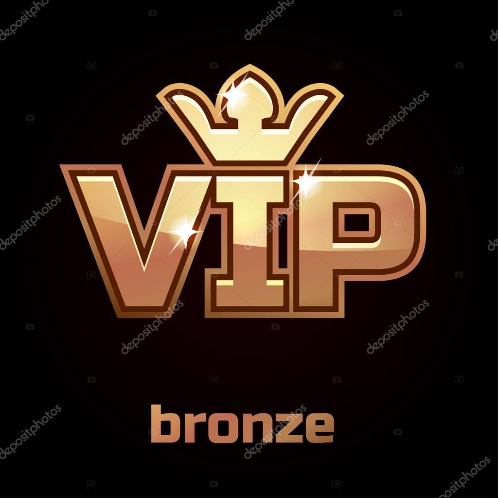 Bronze Vip vector symbol on black background, set 3
