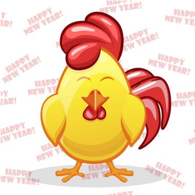 Horoz, mutlu yeni yıl karikatür
