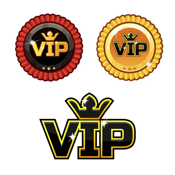 Fekete Vip vektor szimbólum és szalagok aranyérem — Stock Vector