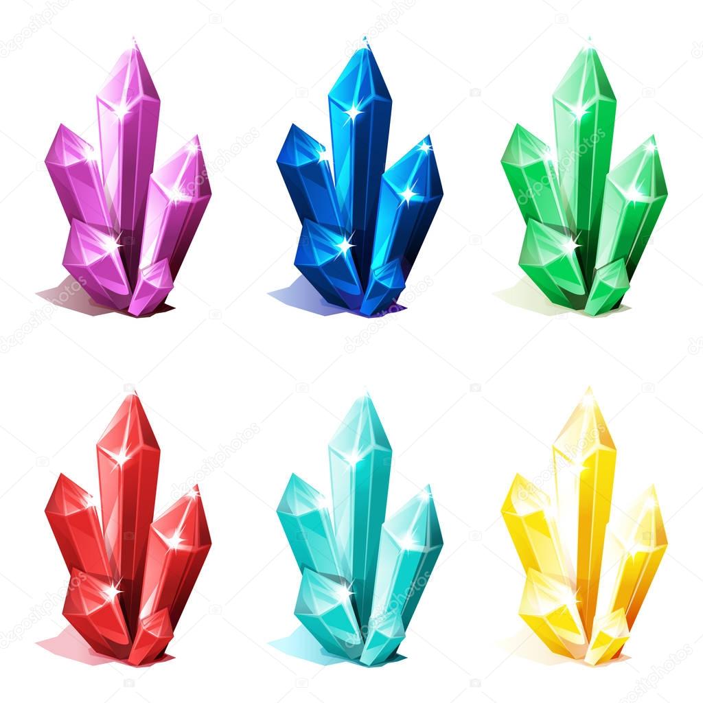 Magic multi colored cave crystals, Set for game