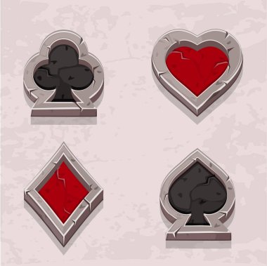 Poker simgeler doku, kart takım elbise taş
