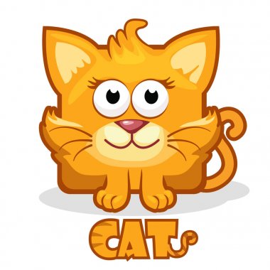 sevimli çizgi kare kedi