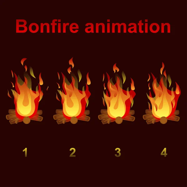 Bonfire animation sprites, for game design — Stock Photo, Image