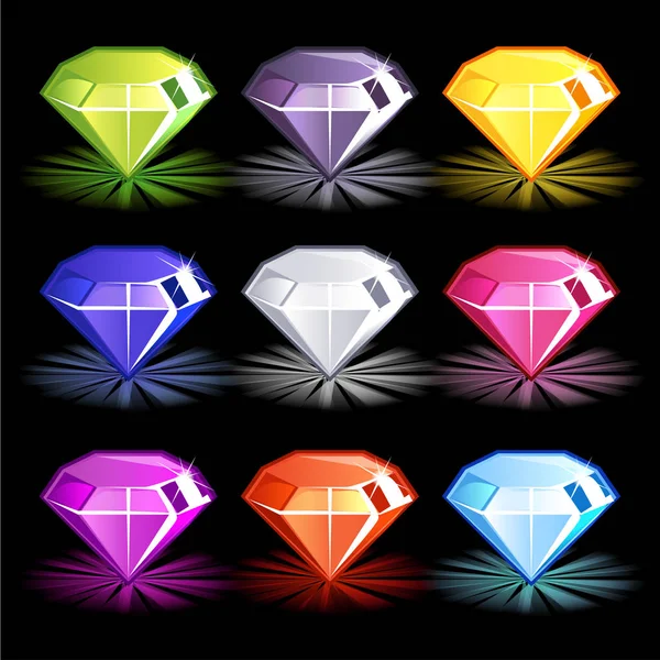 Rajzfilm fényes színes gyémántok, — Stock Fotó