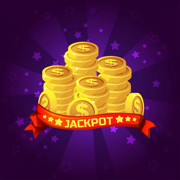 Jackpot gagnant fond. Golden coins treasure Pour Ui Élément de jeu — Image vectorielle