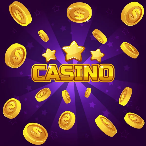 Casino vinnare bakgrund. Guldmynt illustration — Stock vektor