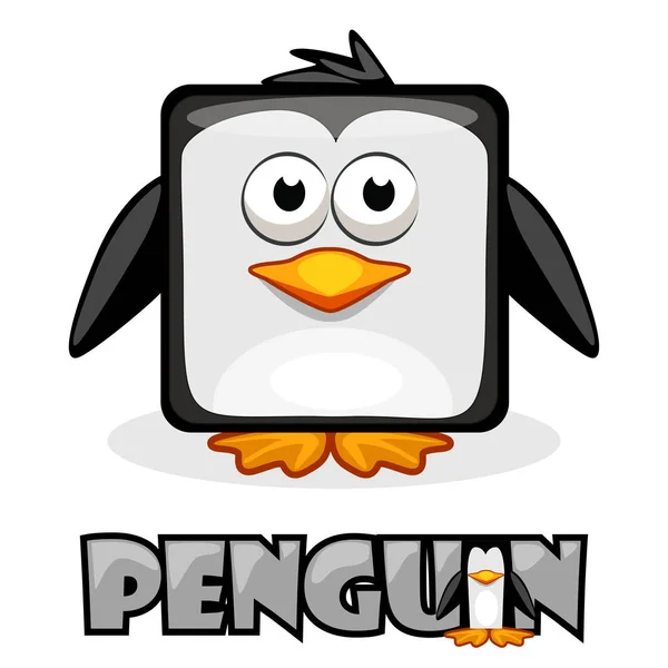 Mignon dessin animé pingouin carré — Image vectorielle