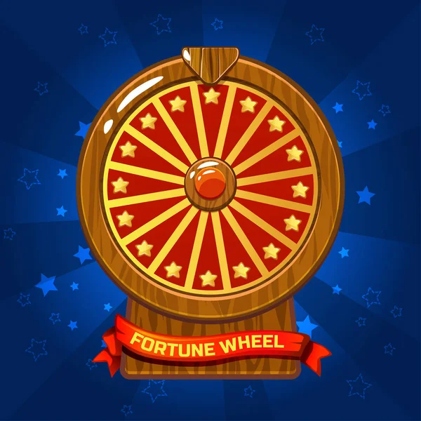 Wooden Fortune Wheel illustration For Ui Game element — Stock Vector