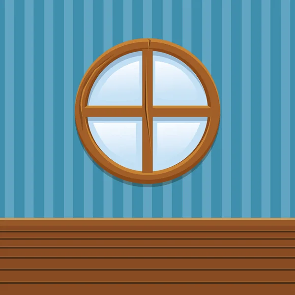 漫画木製丸窓、家のインテリアを設定 — ストックベクタ