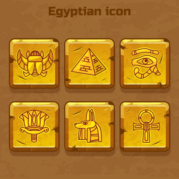 Conjunto de diseño vectorial egipto dorado iconos de viaje cultura elementos antiguos — Vector de stock