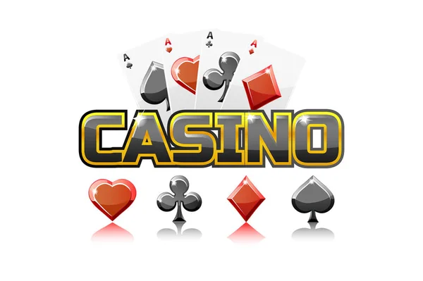 Logo text casino a hrací karty, pro hru Ui element — Stockový vektor