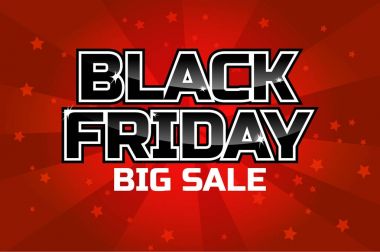 Kırmızı zemin üzerine siyah Cuma satış yazıt tasarım şablonu