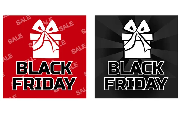 Geschenkbox Icons Black Friday in schwarz und rot — Stockvektor