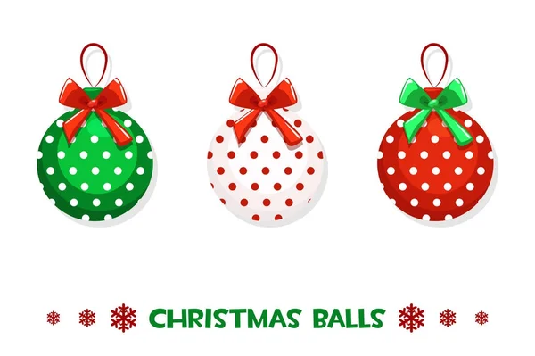 Vector de dibujos animados bolas de Navidad verde-rojo — Archivo Imágenes Vectoriales
