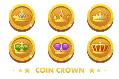 Taç vektör altın amblemi ile karikatür