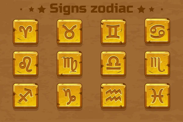 Signes du zodiaque doré icônes — Image vectorielle