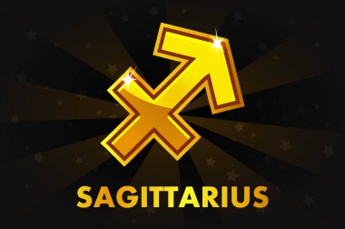 Altın Astroloji işaretler siyah arka plan, zodyak yay