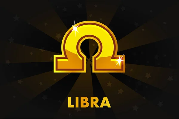 Złotym Astrologia znaki na czarnym tle, Zodiac Libra — Wektor stockowy