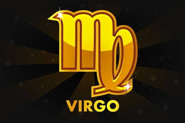 Zlatý astrologii znamení na černé pozadí, Zodiac Virgo — Stockový vektor