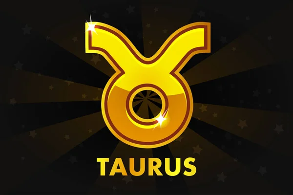 Gouden astrologie tekenen op zwarte achtergrond, dierenriem Taurus — Stockvector