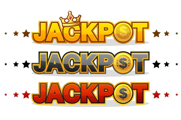 JACKPOT ganha dinheiro apostando vencedor texto brilhante símbolo isolado no branco — Vetor de Stock