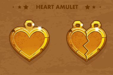 İllüstrasyon karikatür altın kalp aşk muska vektör