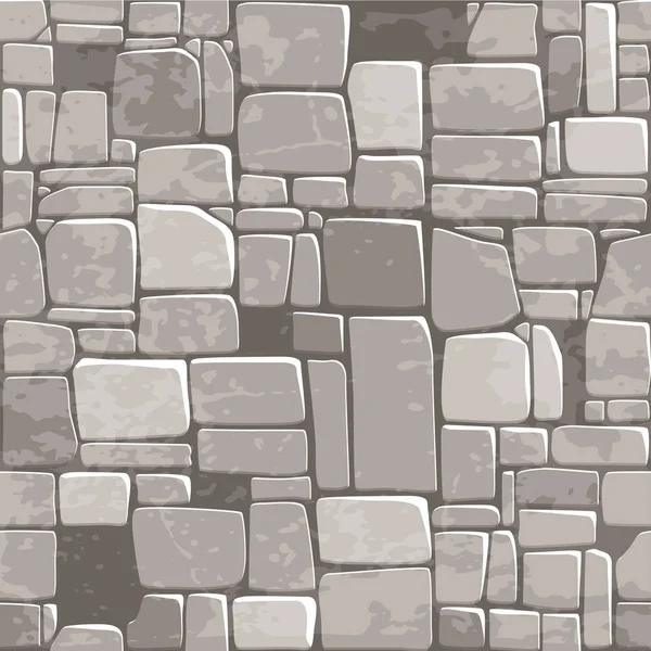 Seamless background texture grey stone wall. Vector illustration For Ui Game element — Stock Vector