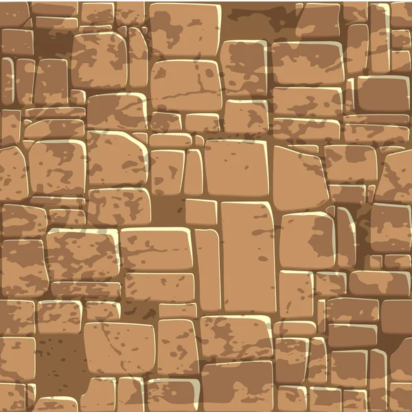 Seamless background texture brown stone wall. Vector illustration For Ui Game element — Stock Vector