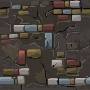 Vektör karikatür Dikişsiz desen doku eski çatlamak tuğla duvar