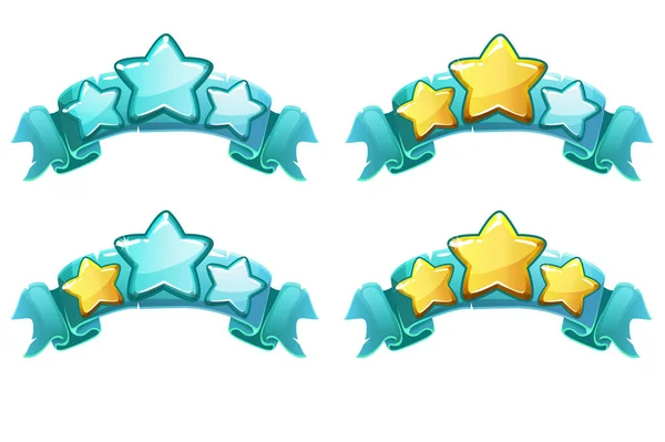 Διανυσματικό επίπεδο Πλήρης κατάταξη πανό με αστέρια σε μπλε κορδέλα — Διανυσματικό Αρχείο
