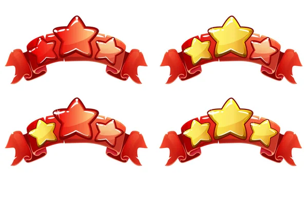 Διανυσματικό επίπεδο Πλήρης κατάταξη πανό με αστέρια σε κόκκινη κορδέλα — Διανυσματικό Αρχείο