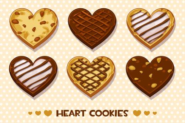 Gingerbread ve çikolata kurabiye kalp şeklinde, mutlu Sevgililer günü ayarla
