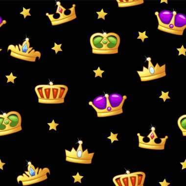 King ile Seamless Modeli taç simgeler. Kıymetler oyun tasarımı için