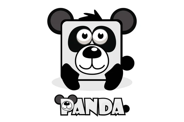 可爱的卡通正方形熊猫。设置矢量动物 — 图库矢量图片