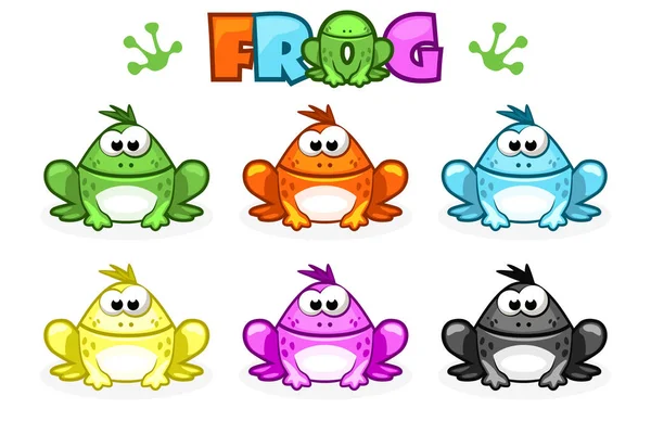 Cartoon Frogs. Different Colored toads — Stock Vector